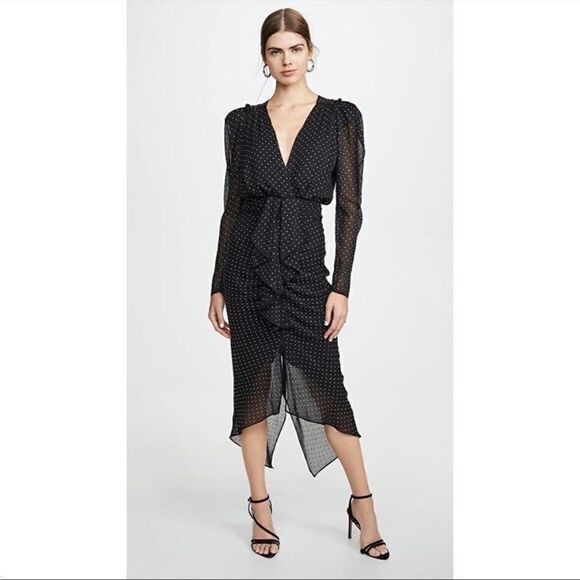 EUC Ronny Kobo Astrid Crystal Dress Black Polka Dot Party Sz. S - Picture 2 of 9